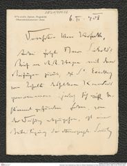 Nachlass Franz Steindachner, Brief von Wilhelm Weckbecker an Franz Steindachner (06.02.1908), Inv.Nr. 579.06, Seite 1